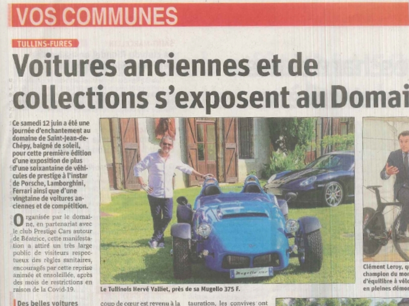 Article Dauphiné Libéré - Belle journée de rassemblement de voitues prestigieuses - Devalliet