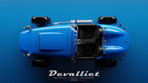 Photo pour fond d'écran voiture Mugello 375F bleue de Devalliet sur sol bleu