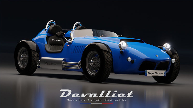 Photo pour fond d'écran voiture Mugello 375F bleue de Devalliet de face