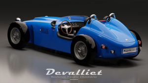 Photo pour fond d'écran voiture Mugello 375F bleue de Devalliet de dos
