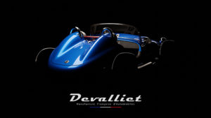 Photo pour fond d'écran voiture Mugello 375F bleue de Devalliet fond sombre